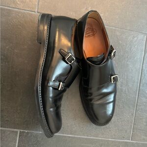 Women’s church’s Black Leather Monk is Strap Shoes